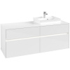 VILLEROY & BOCH Collaro závesná skrinka pod umývadlo na dosku (umývadlo vpravo), 4 zásuvky, s LED osvetlením, 1400 x 500 x 548 mm, Glossy White, C075B0DH