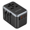 Univerzálny 65W cestovný adaptér Vention FJFB0 GaN 2xUSB-C 2xUSB-A (čierny)