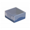 Darčeková krabička s priehľadným vekom 100x100x50/35 mm, modrá