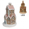 Clayre & Eef Hnedá svietiaca perníková chalúpka Gingerbread House - Ø 14*22 cm / 3*AAA - Clayre & Eef