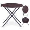 WELLHOX Záhradný stôl 79 cm okrúhly, skladací, HDPE, imitácia dreva - hnedý