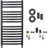CERANO - Kúpeľňový radiátorový set Paolo - ústredné vykurovanie - bočné pripojenie - 604W - čierna matná - 1090x550 mm
