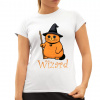 Wizard - mačací čarodejník - dámske tričko s potlačou - Tričkový | XL | Biela | Dámske - super slim