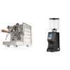 Rocket Espresso Appartamento, white, walnut + Eureka Atom Specialty 75, black