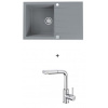 Alveus CADIT 20 SET kuchynský granit. drez so sifónom 79x50 Beton + batéria SIROS Chróm CADIT20G81+SIROSCHROM