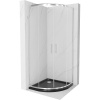 Mexen Rio, štvrťkruhový sprchový kút 90 x 90 cm, 6mm číre sklo, chrómový profil + čierna sprchová vanička, 863-090-090-01-00-4170