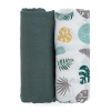 PETITEMARS PETITE&MARS Prikrývka bambusová mušelínová 2ks Misty Variant: PETITE&MARS Prikrývka bambusová mušelínová 2ks Misty Green Leaves 2v1, 120 x 120 cm
