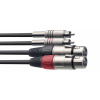 Stagg STC3CMXF, propojovací kabel 2x XLR zásuvka- 2x RCA zástrčka, 3m