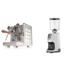 Rocket Espresso Appartamento, white, walnut + Eureka Atom Specialty 75, white