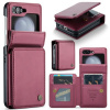Peňaženkové kožené puzdro CaseMe Anti-Theft na Samsung Galaxy Z Flip 5 - Vínovo červená