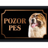 Kaukazský ovčiak - Kovová tabuľka POZOR PES