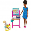 Mattel Barbie Povolanie herný set s bábikou Učiteľka černoška v modrých šatách