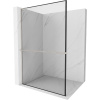 Mexen Kioto+ L, sprchová zástena Walk-In s poličkou a vešiakom 60 x 200 cm, 8mm číre sklo čierny vzor, brúsená oceľ profil, 800-060-123-97-70