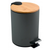 Siko Spirella pedálový odpadkový koš ADONIS tmavě šedá ocel bambusové víko 5 L 10.00004