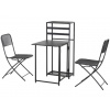 Balkónový set, 2místný, stůl, 2 židle, hliník, skládací, nosnost 110 kg, antracit