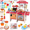 Majlo Toys Veľká detská kuchynka s tečúcou vodou zvukmi a svetlami Simulation Kitchen ružová