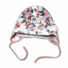 Baby Bavlnená čiapočka na zaväzovanie - Anglická Ruže, pudrová/granát/ecru 74-80 (9-12m)