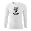 DRAGOWA Fit-T tričko s dlhým rukávom muscle army team, biela 160g/m2 - L