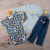 K-Baby Body dl. rukáv body kr. tepláčiky 3D sada Písmenká modrá