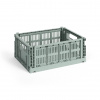 HAY Skladacia prepravka Colour Crate Medium Sage Green