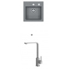 Alveus ATROX 10 SET kuchynský granit. drez so sifón. 40x50 + batéria AFRA Beton ATROX10G81+AFRA81