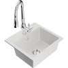 Mexen Milo, 1-komorový granitový drez 435x410x171 mm a drezová batéria Savita, biela, 6505-20-672601-00