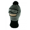 BABY NELLYS Zimná čiapočka/kukla s bambuľu - sivá s okuliarmi Baby Nellys 8596309195124