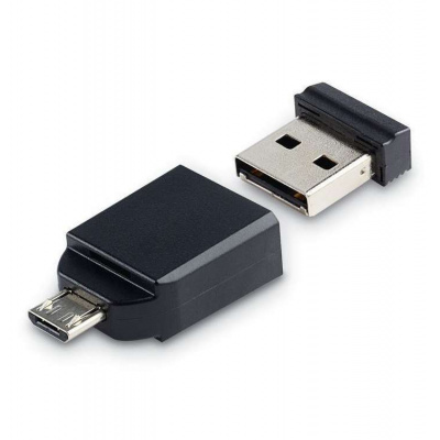 VERBATIM Flash disk Store 'n' Stay NANO/ 16GB/ USB 2.0 + OTG adaptér/ černá (49821)