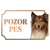 Kólia dlhosrstá (Škótsky ovčiak dlhosrstý) - Kovová tabuľka POZOR PES