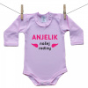 Boodyy Ružové Body s dlhým rukávom Anjelik našej rodiny Dievča 92 (18-24 mesiacov)