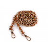Koženkový popruh / ucho s retiazkou a karabínami, na kabelky a mobilné telefóny šírka 2 cm hnedá koňak 1ks