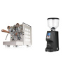 Rocket Espresso Appartamento, white, walnut + Eureka Atom Specialty 65, black