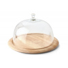 Prkénko na sýr s poklopem 26 cm - Continenta (Skleněný poklop na sýr se dřevěným prkénkem 33 cm - Continenta)