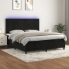vidaXL Posteľ boxsping s matracom a LED čierna 160x200 cm zamat - Čierna - 155558-205587