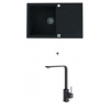 Alveus CADIT 20 SET kuchynský granit. drez so sifónom 79x50 + batéria AFRA - Black CADIT20G91+AFRA91