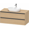 DURAVIT Ketho 2 závesná skrinka pod umývadlo na dosku, 2 zásuvky, 1200 x 550 x 568 mm, dub prírodný, K24897030300000