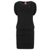 Dámske šaty so spadnutými ramenami a pružným pásom - čierne|S