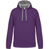 Kariban | K446, Kontrastná mikina s kapucňou, fialová Purple - sivá Oxford, 4XL