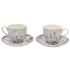 Home Elements Šálky s podšálkami 2 x 270 ml, Levanduľa