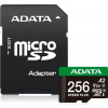 ADATA MicroSDXC karta 256GB Speed Plus, U3, C10, A2, V30 (R:180/W:160 MB/s) + SD adaptér UD256GUI3V30A2SP-RA1