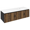 Sapho LOREA skrinka s umývadlom 141x46x51,5cm (70+70cm), pravá, dub collingwood/čierna mat SPH LE070-1935-R-06