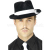 Klobúk - AL CAPONE - ECONOMY - čierny s bielou stuhou, plastový