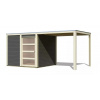 KARIBU QUBIC 1 drevený domček + prístavok 240 cm (79848) 485 x 246 cm, terragrau LG3523