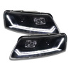 LED přední světlomety s denním svícením Audi A6 4F C6 -- rok výroby 2008-11 černé s dynamickým blinkrem (pro vozy s originálními halogeny)