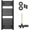 CERANO - Kúpeľňový radiátorový set Donovan - ústredné vykurovanie - bočné jednobodové pripojenie - 369W - čierna matná - 1200x500 mm