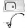 Set Sinks (dřez Okio 860 XXL V 0,6 mm, matný + baterie Evera Chrom) OK103MXVEVCL