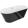Mexen Flavia voľne stojaca vaňa 170 x 75 cm, biela/čierna, zlatý prepad - 54031708075-50
