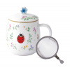 Porcelánový hrnček so sitkom a viečkom na čaj Fancy Garden 450 ml, Easy Life - S beruškou