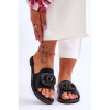 Čierne dámske šľapky s ozdobou, KV-520-3 BLACK__25523-36 36