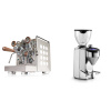 Rocket Espresso Appartamento, white, walnut + Rocket Espresso FAUSTO 2.1, chrome